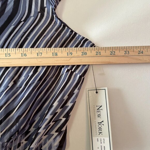 NWT New York Womens Denim Blue Cap Sleeve Striped Fit & Flare Dress Size 12 - Picture 4 of 7